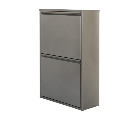 Armario para reciclaje metal 60x92x25cm color gris 2 puertas 4 cubos de 15L
