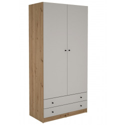 Armario puerta abatible Ardilla 100x205x51.6cm con 2 puertas color gris 2 cajones