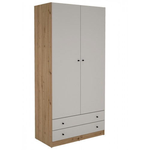 Armario puerta abatible Ardilla 100x205x51.6cm con 2 puertas color gris 2 cajones