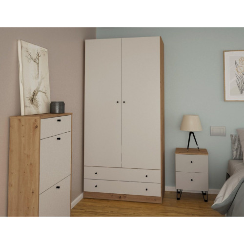 Armario puerta abatible Ardilla 100x205x51.6cm con 2 puertas color gris 2 cajones