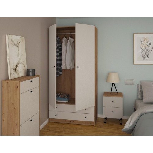 Armario puerta abatible Ardilla 100x205x51.6cm con 2 puertas color gris 2 cajones