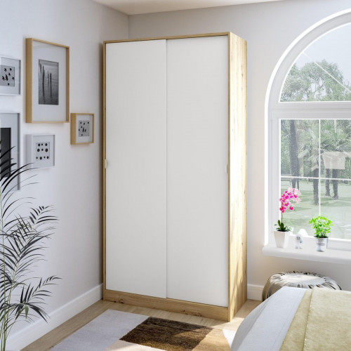 Armario puerta corredera Garona 100x200x50cm con 2 puertas color blanco