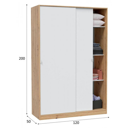Armario puerta corredera Garona 120x200x50cm con 2 puertas color blanco