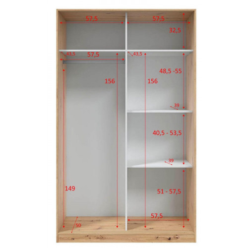 Armario puerta corredera Garona 120x200x50cm con 2 puertas color blanco