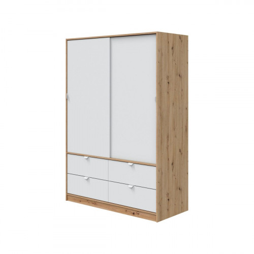 Armario puerta corredera Garona 140x200x60cm 2 puertas color blanco y 4 cajones