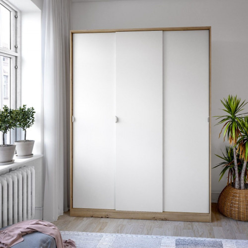 Armario puerta corredera Garona 150x200x50cm con 3 puertas color blanco