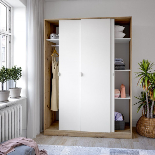 Armario puerta corredera Garona 150x200x50cm con 3 puertas color blanco