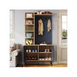 Armario Recibidor 100x40x190,5 Cm Con Ganchos Y Estantes Ajustables Aglomerado Con Patas Metálicas – Natural