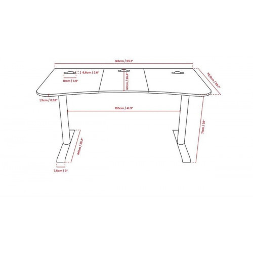 Arozzi Arena Medium Mesa Gaming 140cm, Negro Puro (ARENA-MEDIUM-PBK)