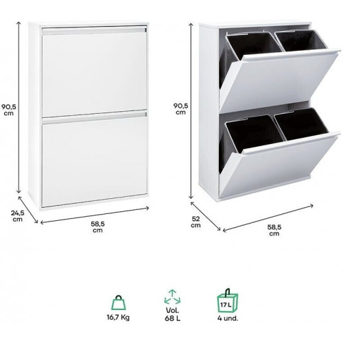 Arregui Basic waste separation system 4x17l