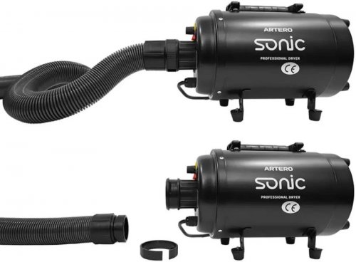 Artero Secador Profesional Sonic 1800W Negro Potente Secador de Peluquería Canina con Manguera 52mm Secado Rápido Eficiente Bajo Consumo 2400h Uso