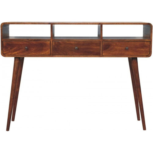 Artisan Furniture Madera maciza Mesa Consola de castaño con triple curvatura