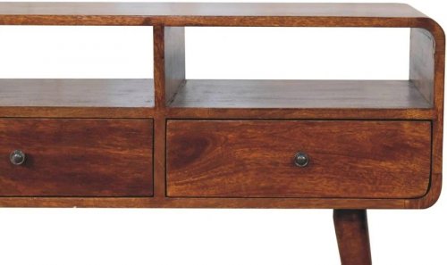 Artisan Furniture Madera maciza Mesa Consola de castaño con triple curvatura