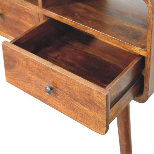 Artisan Furniture Madera maciza Mesa Consola de castaño con triple curvatura