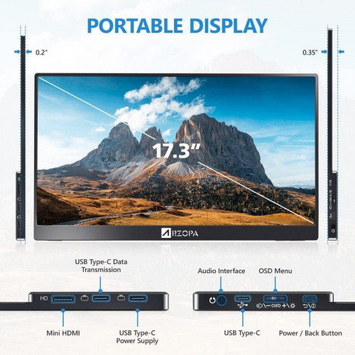 Arzopa A1 Max Monitor Portátil 17.3