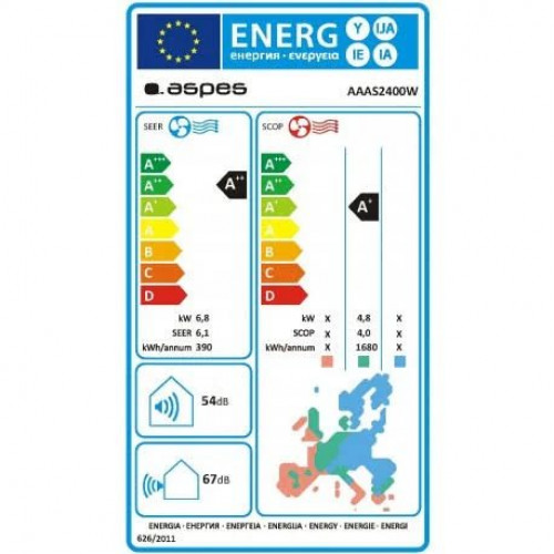 Aspes aaas2400w Aire Acondicionado Split Wifi