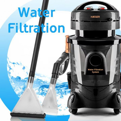 Aspirador con filtro de agua Haeger Aquaclean Pro para alfombras y tapicerías Negro