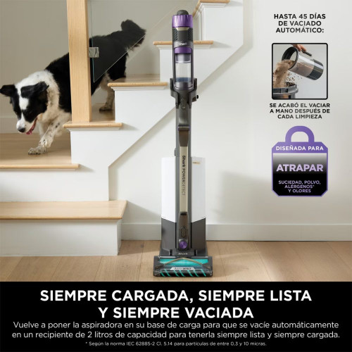 Aspirador de escoba Shark PowerDetect IP3251EUT, 300 W, 70 min Autonomía, Base Autovaciado, Especial Mascotas Gris