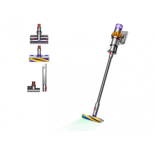 Aspirador escoba - Dyson V15 Detect™ Absolute, Potencia succión 240 AW, Autonomía 60 min, Minicepillo motorizado, 3 Modos, Láser, Sensor Suciedad