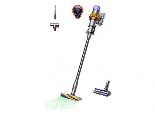 Aspirador escoba - Dyson V15 Detect™ Absolute, Potencia succión 240 AW, Autonomía 60 min, Minicepillo motorizado, 3 Modos, Láser, Sensor Suciedad
