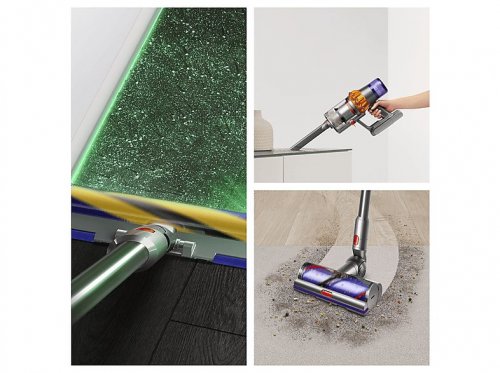 Aspirador escoba - Dyson V15 Detect™ Absolute, Potencia succión 240 AW, Autonomía 60 min, Minicepillo motorizado, 3 Modos, Láser, Sensor Suciedad