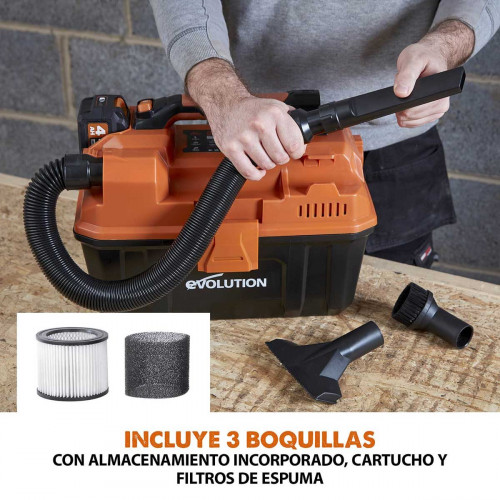 Aspirador Inalámbrico R11VAC-Li Evolution de 11L para Residuos Secos y Húmedos sin Batería ni Cargador