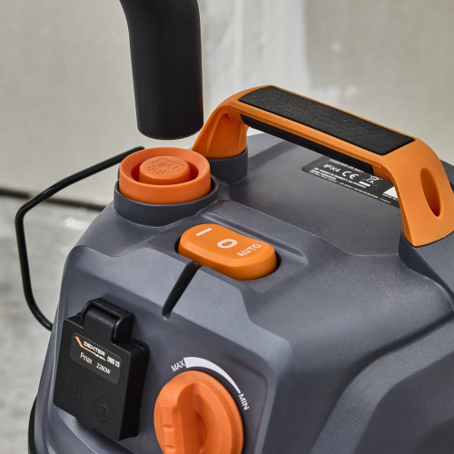 Aspirador para seco y húmedo DEXTER PRO - alimentación red eléctrica - 1400 W - Capacidad del depósito 25 L y de acero