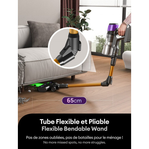 Aspirador sin cable Ultenic UW20, 80Kpa/60Min, Aspirador Escoba con Brazo Flexible, Cepillo Anti-Enredo Mejorado