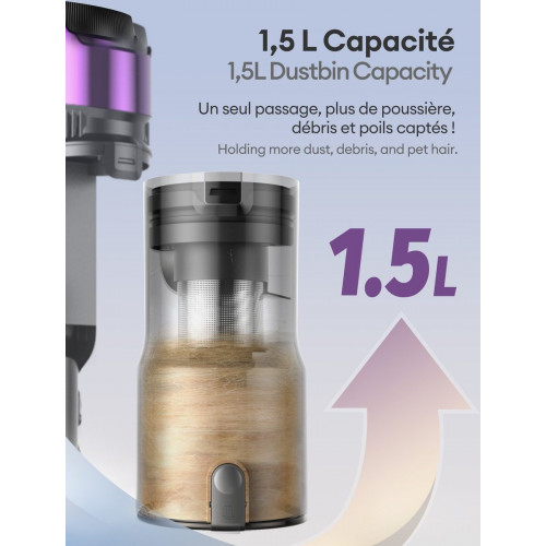 Aspirador sin cable Ultenic UW20, 80Kpa/60Min, Aspirador Escoba con Brazo Flexible, Cepillo Anti-Enredo Mejorado