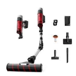 Aspiradora de escoba sin cable Rowenta X-Force Flex 9.60 cuidado animal y parquet con potencia de succión de 100AW Rojo