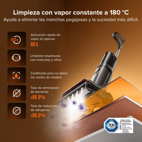 Aspiradora en seco y húmedo Roborock F25 Steam equipada con autolimpieza con vapor y a alta temperatura