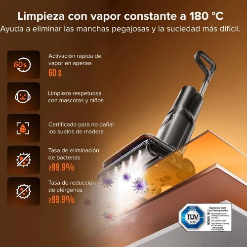 Aspiradora en seco y húmedo Roborock F25 Steam Set equipada con autolimpieza con vapor ya alta temperatura