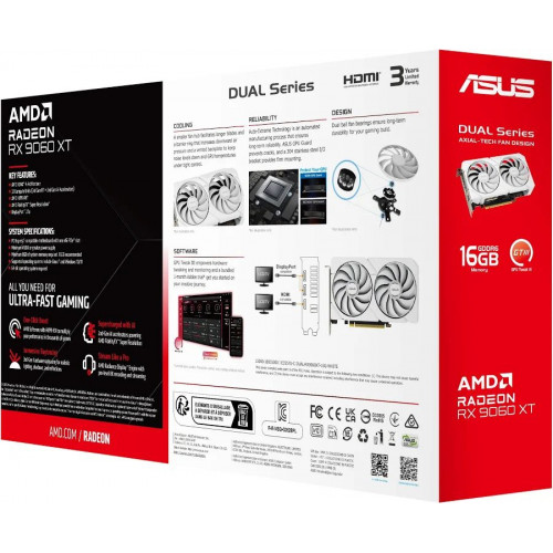 ASUS Dual -RX9060XT-16G-WHITE AMD Radeon RX 9060 XT 16 GB GDDR6