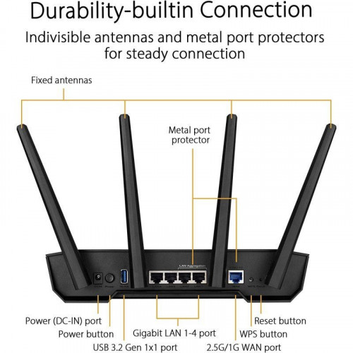 ASUS TUF Gaming AX3000 V2 Router WiFi 6 Doble Banda AX3000 AiMesh OVPN MU-MIMO