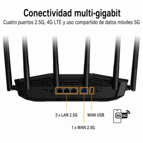 ASUS TUF Gaming BE6500 Router WiFi 7 Doble Banda AiMesh/VPN/AiProtection