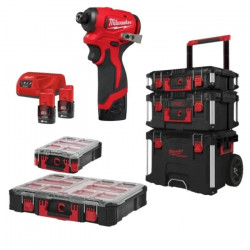 Atornillador de Impacto M12 1/4HEX + Conjunto Packout MILWAUKEE