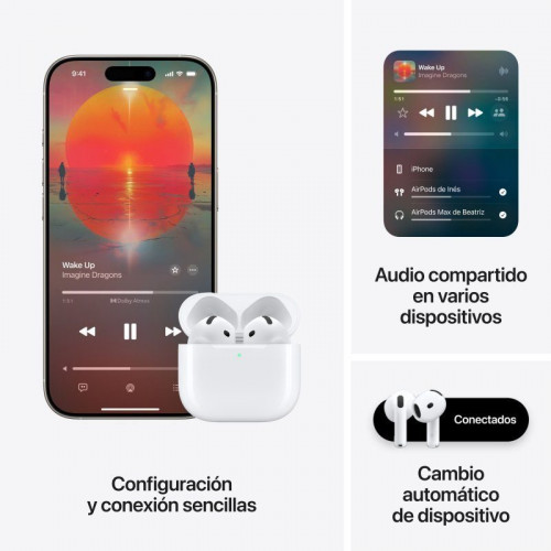 Auriculares Apple AirPods 4 inalambricos Bluetooth 5.3 para llamadas y deporte IP54 blancos