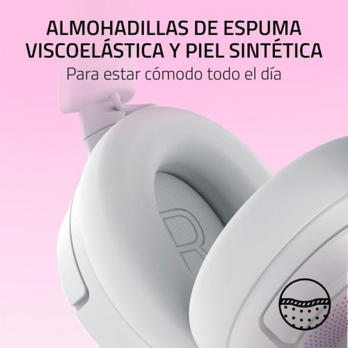 Auriculares Gaming Razer Kraken Kitty V3 Pro inalámbricos HyperSpeed RGB con micrófono y orejas de gato blancos
