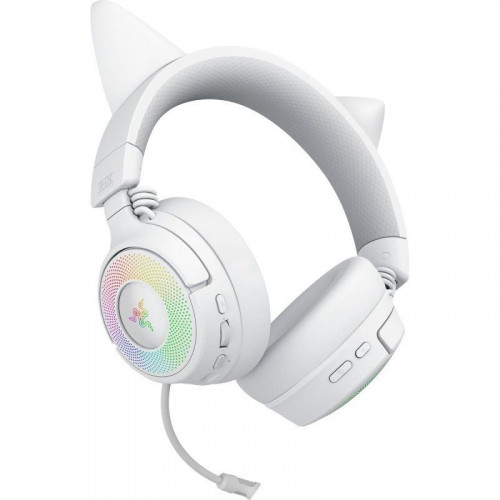 Auriculares Gaming Razer Kraken Kitty V3 Pro inalámbricos HyperSpeed RGB con micrófono y orejas de gato blancos