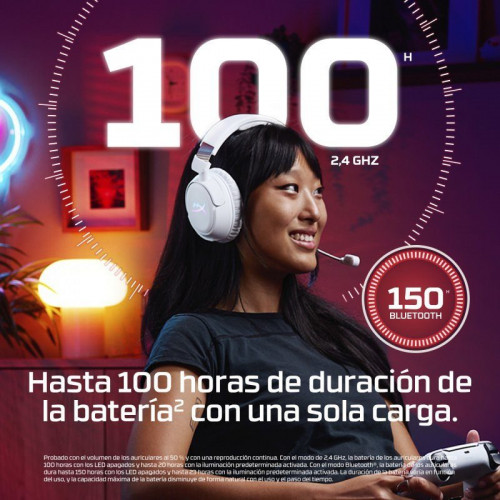 Auriculares HyperX Cloud Flight 2 inalámbricos Bluetooth Gaming RGB ANC micrófono extraíble Blanco