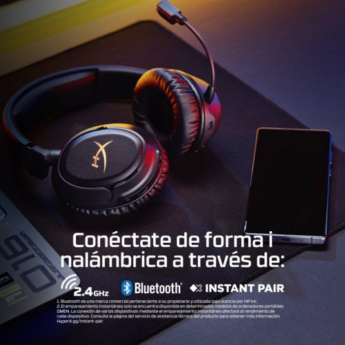 Auriculares HyperX Cloud Flight 2 inalámbricos Bluetooth Gaming RGB ANC micrófono extraíble Blanco