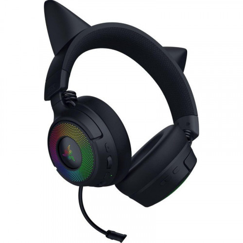 Auriculares Inalámbricos Razer Kraken Kitty V3 Pro inalámbricos HyperSpeed RGB con orejas de gato, micrófono y THX Spatial Audio negros