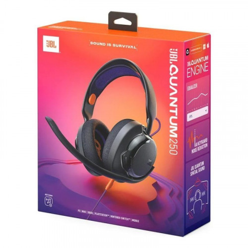 Auriculares JBL Quantum 250 con cable Gaming Micrófono y Cancelación de Ruido Negros