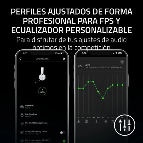 Auriculares Razer BlackShark V3 inalámbricos HyperSpeed Bluetooth Micrófono Extraíble Blancos