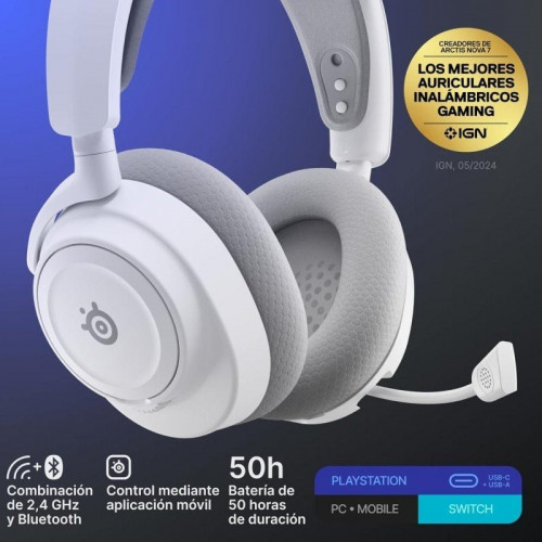 Auriculares Steelseries Arctis Nova 7P Gen 2 Bluetooth y Wireless para PC/PS5/Nintendo Switch blanco