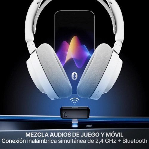 Auriculares Steelseries Arctis Nova 7P Gen 2 Bluetooth y Wireless para PC/PS5/Nintendo Switch blanco