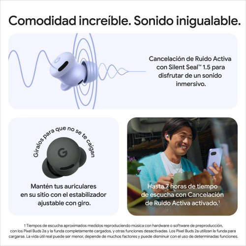 Auriculares True Wireless Google Pixel Buds 2a con cancelación de ruido activa Iris