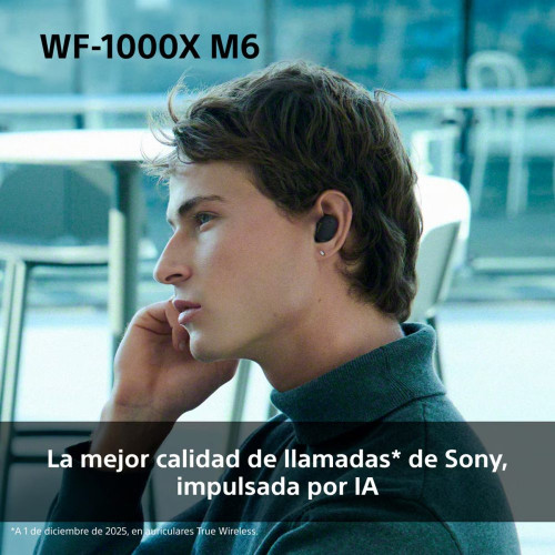 Auriculares True Wireless Sony WF-1000XM6 con cancelación de ruido, Bluetooth, IPX4, 24 horas de batería Negro