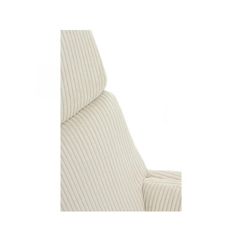 Balancín tapizado en pana blanca, patas metal y patín madera de haya