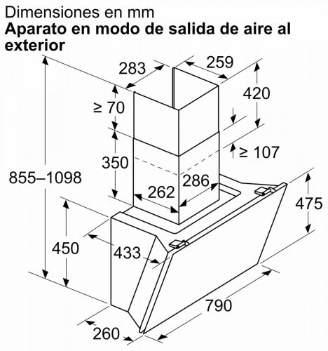 BALAY 3BC587LN Cristal Negro - Campana Decorativa 80CM